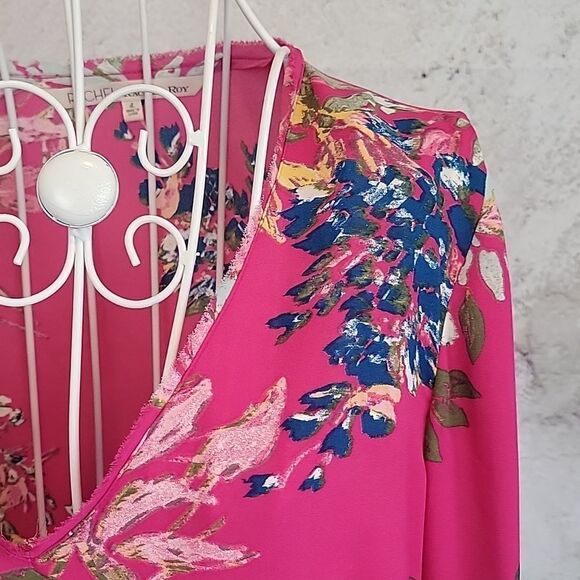 Rachel by Rachel Roy tropical floral flutter sleeved blouse Women's Size 4 - Picture 4 of 12